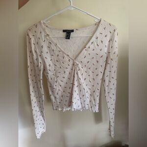 Floral White Long Sleeve Top